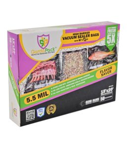 GardaPack® High-Barrier 15” x 20” Clear & Black 5.5 Mil Vacuum Seal Bags (50 Count)