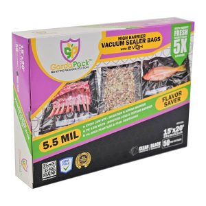 GardaPack® High-Barrier 15” x 20” Clear & Black 5.5 Mil Vacuum Seal Bags (50 Count)