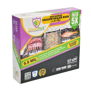 GardaPack® High-Barrier 11” x 24” Clear & Black 5.5 Mil Vacuum Seal Bags (50 Count )