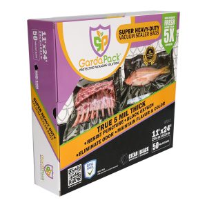 GardaPack® Super Heavy-Duty 11" x 24" Clear-Black 5 Mil Vacuum Seal Bags (50 Count)