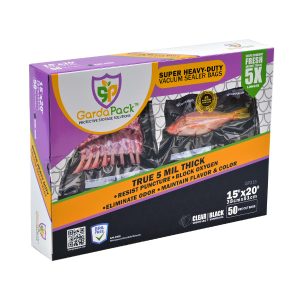 GardaPack® Super Heavy-Duty 15" x 20" Clear-Black 5 Mil Vacuum Seal Bags (50 Count)