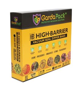 GardaPack® High-Barrier Pro 11.5” x 23″ Clear & Black 5.5 Mil Double Zipper Vacuum Seal Bags (50 Count)