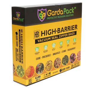 GardaPack® High-Barrier Pro 11.5” x 23" Clear & Black 5.5 Mil Double Zipper Vacuum Seal Bags (50 Count)