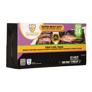 GardaPack® Super Heavy-Duty 11"x19.5' Clear-Black 5 Mil Vacuum Seal Rolls (2 Pack)