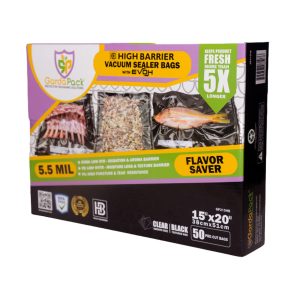 GardaPack® High-Barrier 15" x 20" Clear-Black 5.5 Mil Vacuum Seal Bags (50 Count)