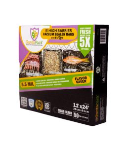 GardaPack® High-Barrier 11” x 24” Clear & Black 5.5 Mil Vacuum Seal Bags (50 Count)
