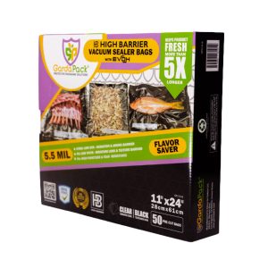 GardaPack® High-Barrier 11” x 24” Clear & Black 5.5 Mil Vacuum Seal Bags (50 Count)